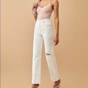 Reformation Cowboy High Rise jeans in white, size 26